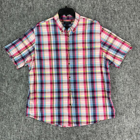 Lands End Shirt Extra Large Mens Business Casual Traditional Short Sleeve Plaid - Picture 1 of 9